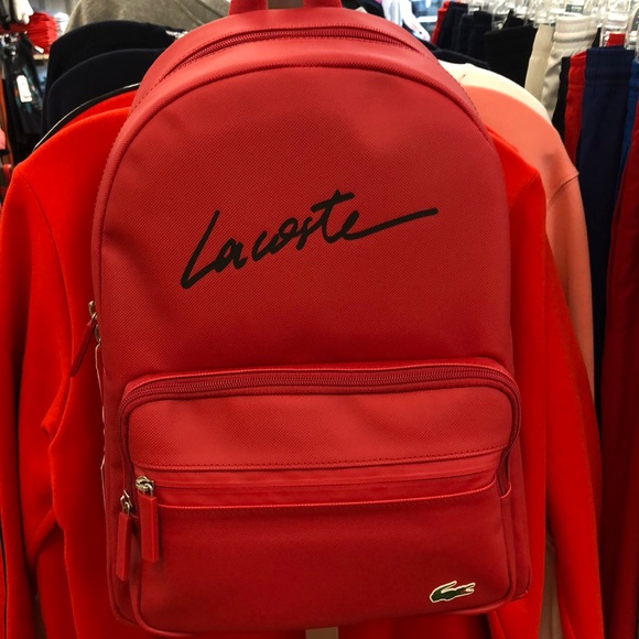 lacoste backpack red